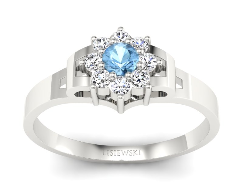 Złoty pierścionek zaręczynowy z topazem i brylantami - 70ba - 1