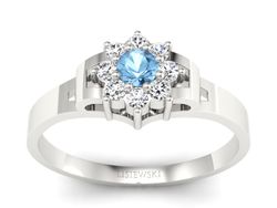 Złoty pierścionek zaręczynowy z topazem i brylantami - 70ba