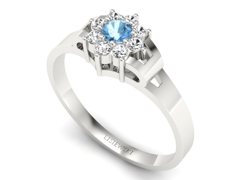 Złoty pierścionek zaręczynowy z topazem i brylantami - 70ba - 3