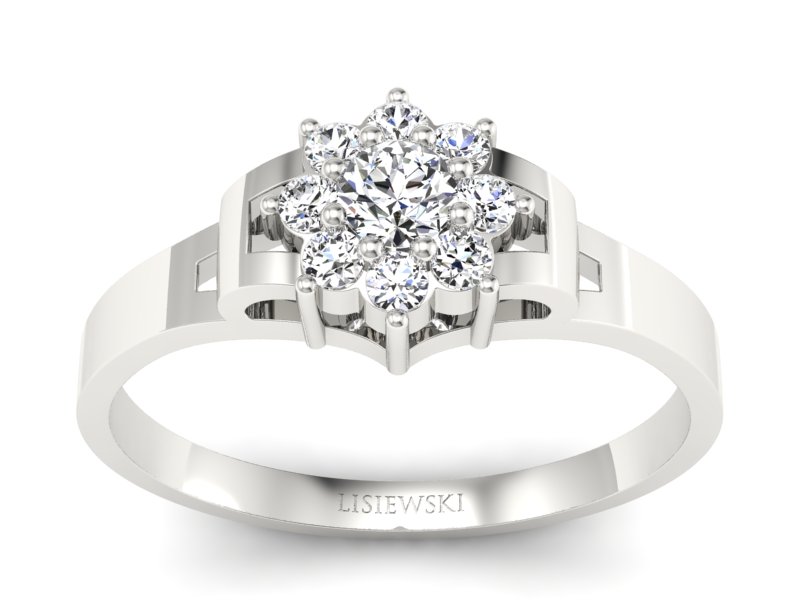 Pierścionek zaręczynowy z brylantami białe złoto - 70br_b - 1