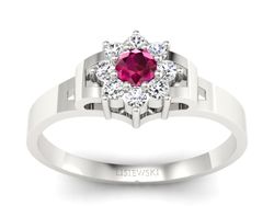 Pierścionek z rubinem białe złoto z brylantami - 70br_br