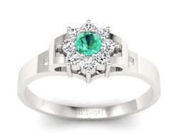 Pierścionek białe złoto ze szmaragdem i brylantem - 70br_bsm