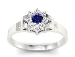 Pierścionek z szafirem z brylantami białe złoto - 70br_bsz