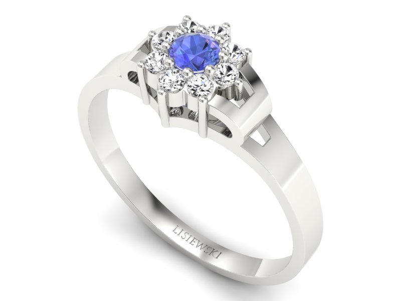 Złoty pierścionek z tanzanitem z brylantami - 70br_bt - 3