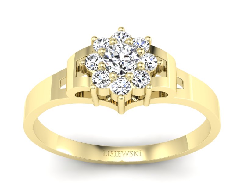 Złoty pierścionek z brylantami żółte złoto - 70br_SI_H - 1