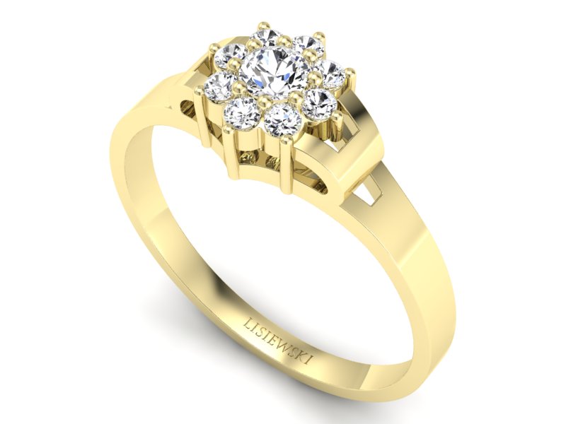 Złoty pierścionek z brylantami żółte złoto - 70br_VS_H - 3