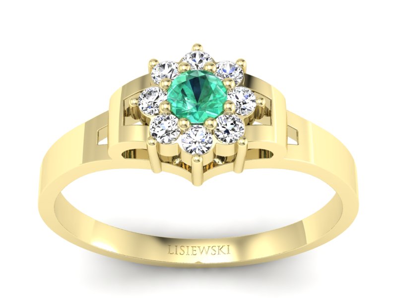 Pierścionek ze szmaragdem i diamentami - 70br_zsm - 1