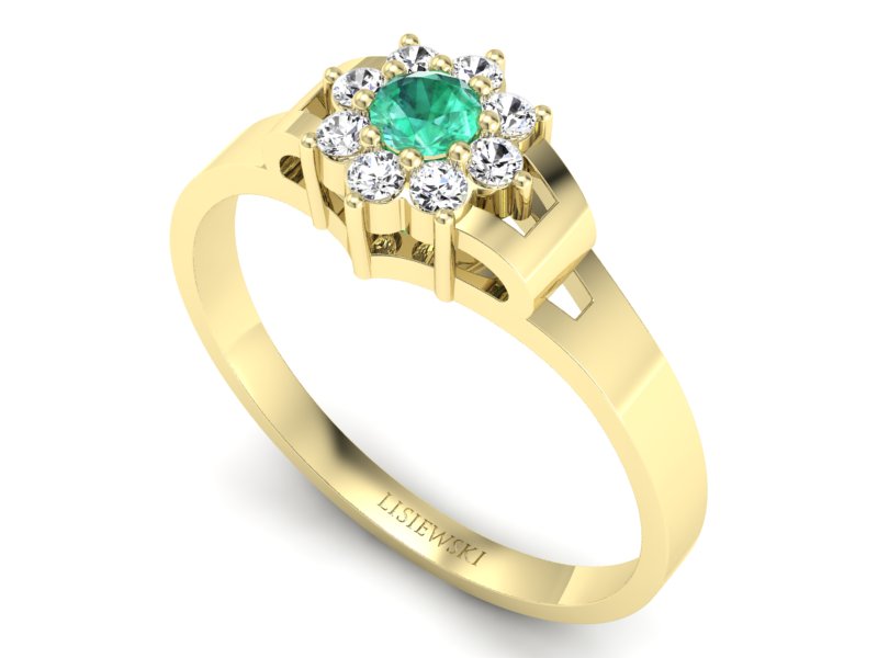 Pierścionek ze szmaragdem i diamentami - 70br_zsm - 3