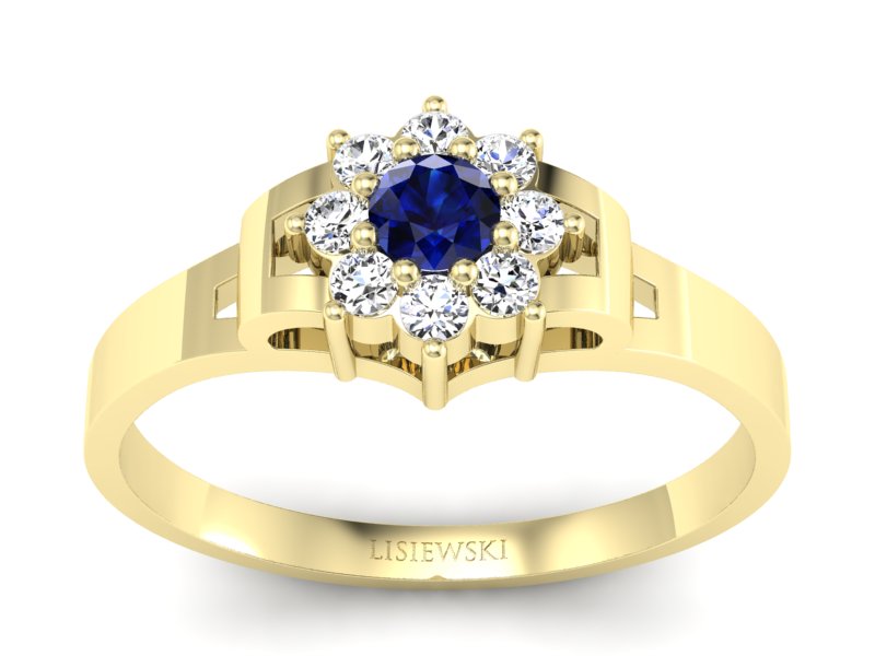 Pierścionek z szafirem i brylantami - 70br_zsz - 1