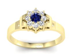 Pierścionek z szafirem i brylantami - 70br_zsz