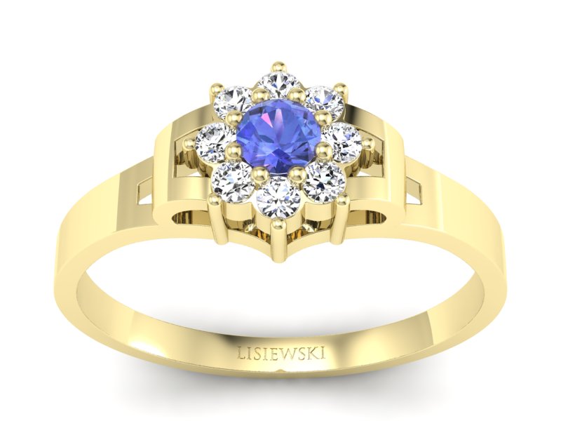 Pierścionek z tanzanitem i brylantami - 70br_zt - 1