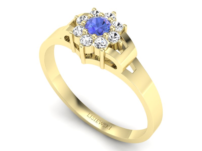 Pierścionek z tanzanitem i brylantami - 70br_zt - 3