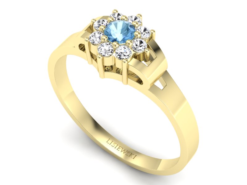 Pierścionek zaręczynowy z topazem i brylantami - 70za - 3