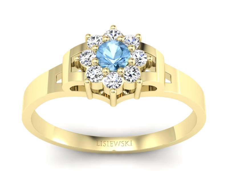 Pierścionek zaręczynowy z topazem i brylantami - 70za - 1