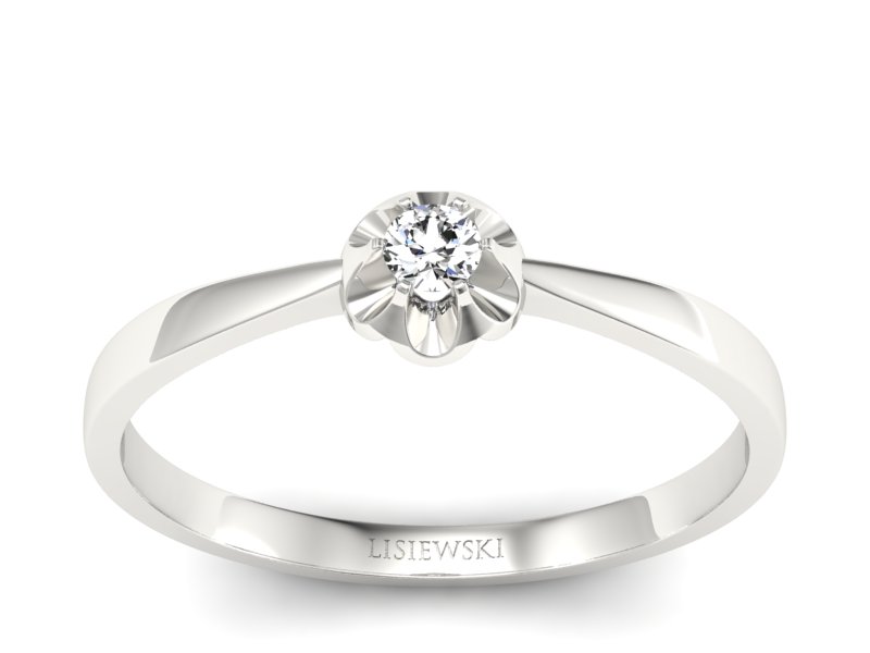 Złoty pierścionek zaręczynowy z brylantem - 730bb - 1