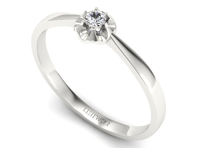 Złoty pierścionek zaręczynowy z brylantem - 730bb - 3