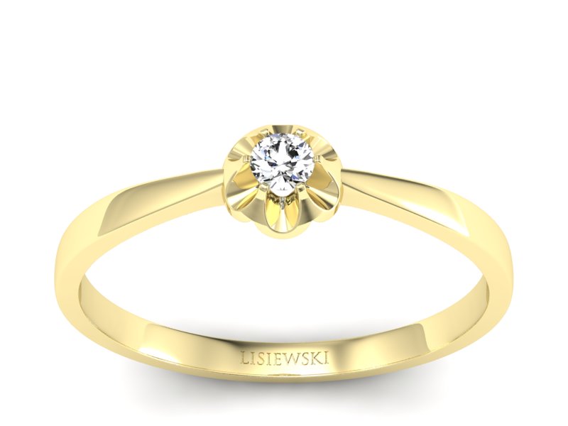 Pierścionek zaręczynowy z brylantem żółte złoto - 730bz - 1