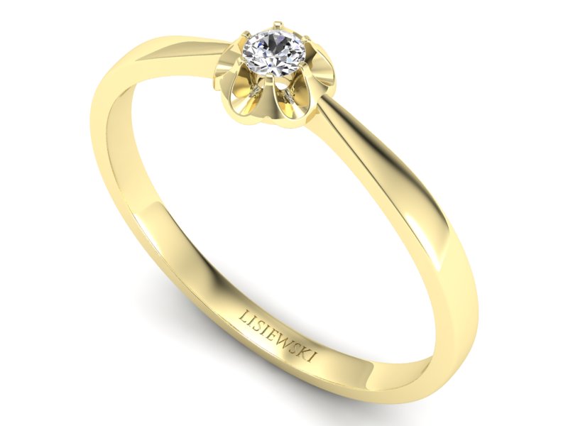 Pierścionek zaręczynowy z brylantem żółte złoto - 730bz - 3