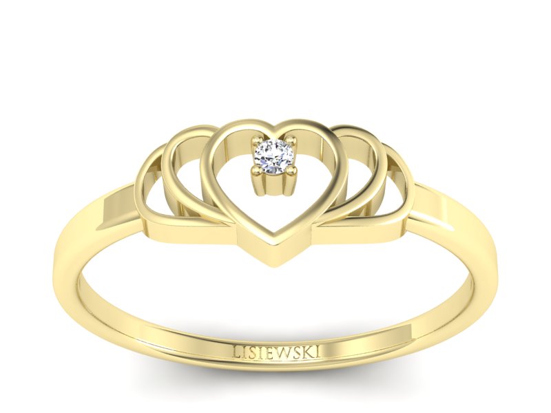 Złoty pierścionek z brylantem żółte złoto - 731bz - 1