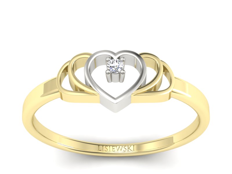 Złoty pierścionek zaręczynowy z brylantem - 731bzb - 1