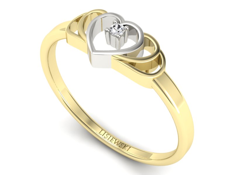 Złoty pierścionek zaręczynowy z brylantem - 731bzb - 3