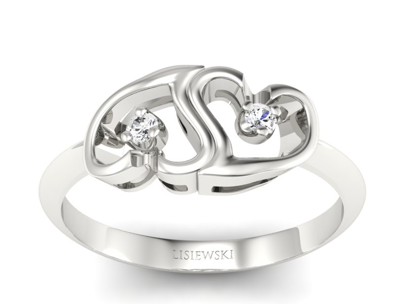 Złoty pierścionek z brylantami białe złoto - 732bb - 1