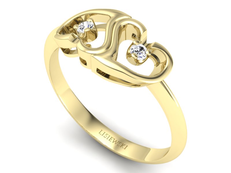 Złoty pierścionek z brylantami żółte złoto - 732bz - 3