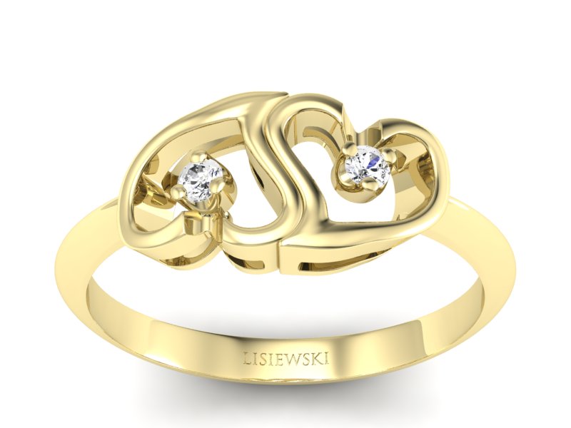 Złoty pierścionek z brylantami żółte złoto - 732bz - 1