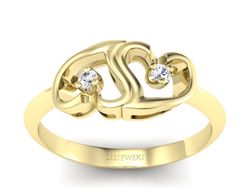 Złoty pierścionek z brylantami żółte złoto - 732bz