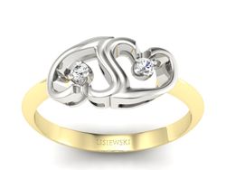 Pierścionek z brylantami białe i żółte złoto - 732bzb
