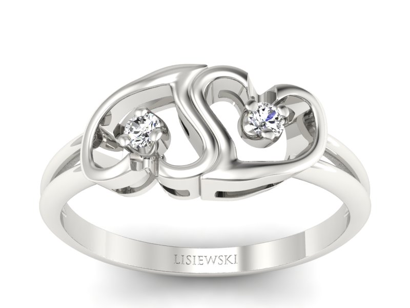 Złoty pierścionek z brylantami białe złoto - 733bb - 1