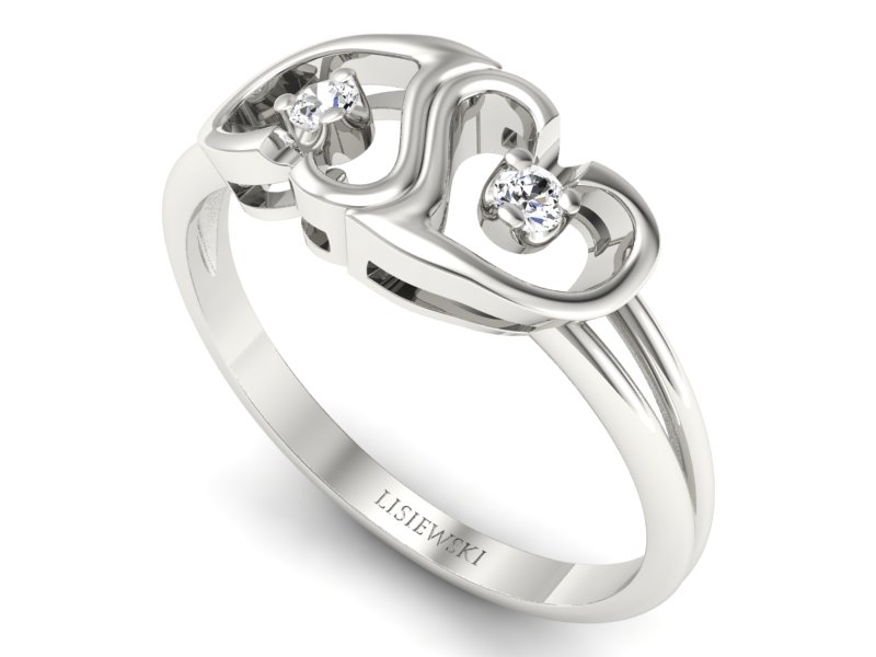 Złoty pierścionek z brylantami białe złoto - 733bb - 3