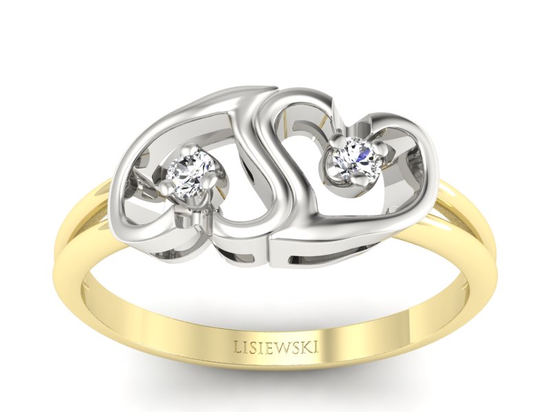 Złoty pierścionek zaręczynowy z brylantami - 733bbr_P_I - 1
