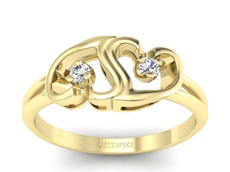 Złoty pierścionek z brylantami żółte złoto - 733bz - 1