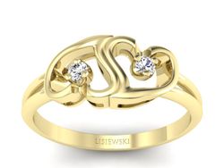 Złoty pierścionek z brylantami żółte złoto - 733bz