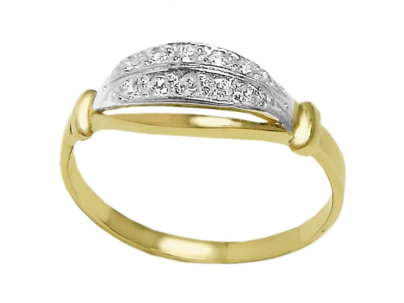 Złoty pierścionek z cyrkoniami żółte złoto - 7436 - 1