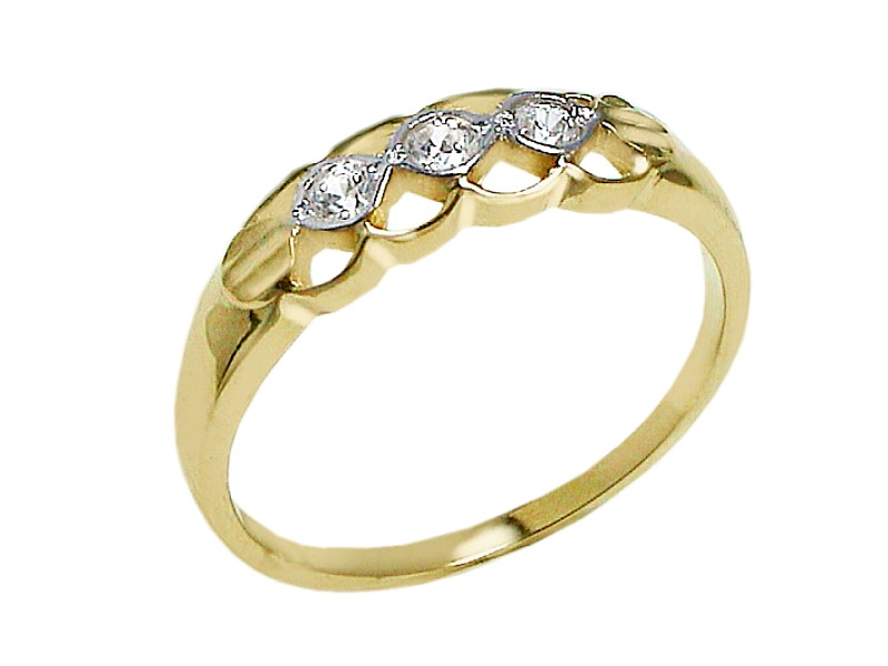 Złoty pierścionek z cyrkoniami - 7453 - 1