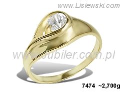 Złoty Pierścionek z cyrkonią żółte złoto próba 585 - 7474
