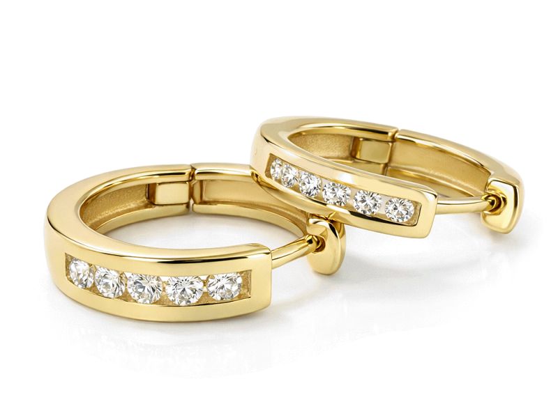 Złote kolczyki z brylantami żółte złoto - 750skW_pro - 3