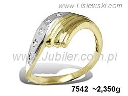 Złoty Pierścionek z cyrkoniami żółte złoto próby 585 - 7542