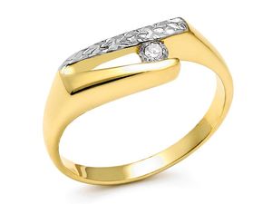 Złoty pierścionek z brylantem żółte złoto