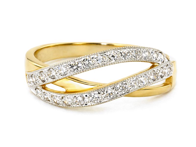 Złoty pierścionek z brylantami żółte złoto - 7699br_Vs_H - 2