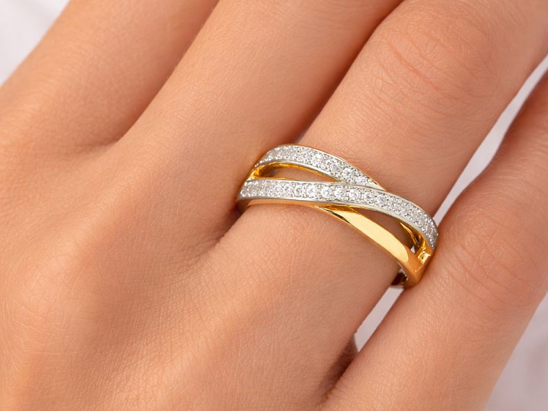 Złoty pierścionek z brylantami żółte złoto - 7699br_Vs_H - 3