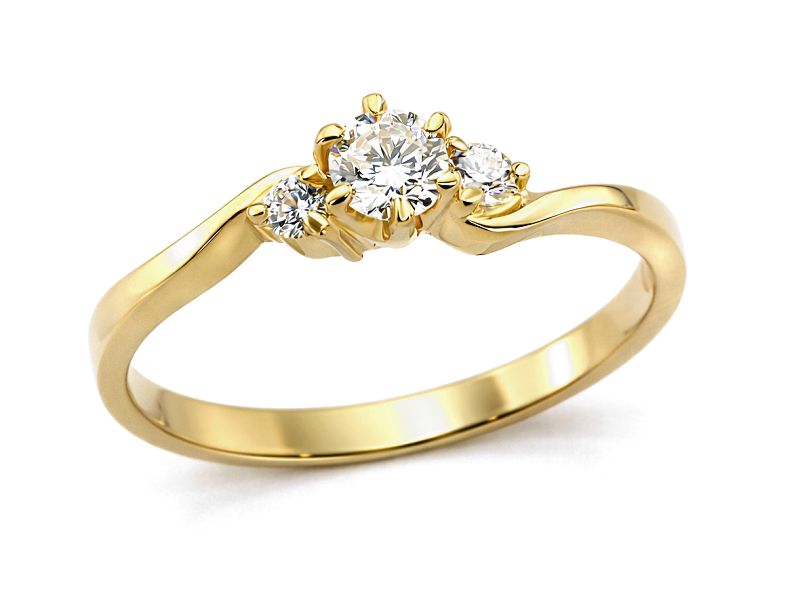 Złoty pierścionek z brylantami żółte złoto - 7856br_SI1_H - 1