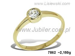 Złoty Pierścionek z cyrkonią żółte złoto próby 585 - 7862