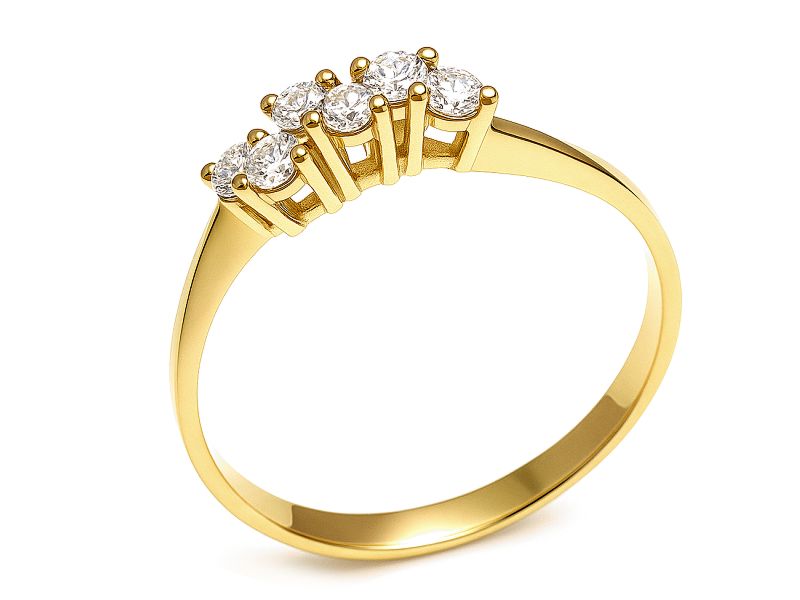 Złoty pierścionek z brylantami żółte złoto - 78br_VS_H