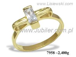 Złoty Pierścionek z cyrkonią żółte złoto próba 585 - 7958