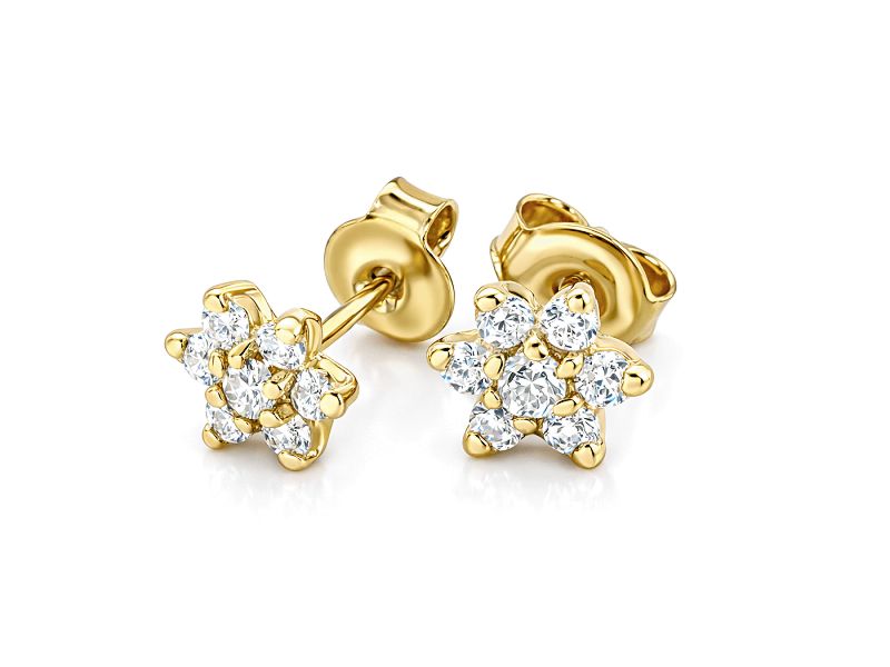 Złote kolczyki z brylantami żółte złoto - 8374br_Si - 1