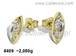 Złote Kolczyki z cyrkoniami żółte złoto próba 585 - 8409