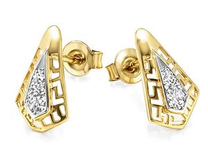Złote kolczyki z cyrkoniami żółte złoto